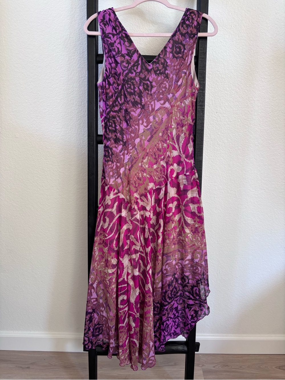 Vintage Y2K Rabbit Rabbit Rabbit Designs Abstract Floral Asymmetrical Chiffon 10 - Picture 5 of 9